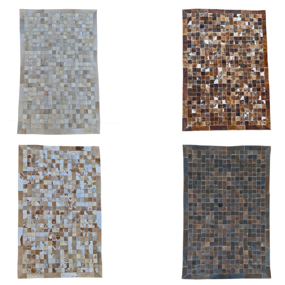 Mosaic Leather Patchwork Rug 3' x 4'9"